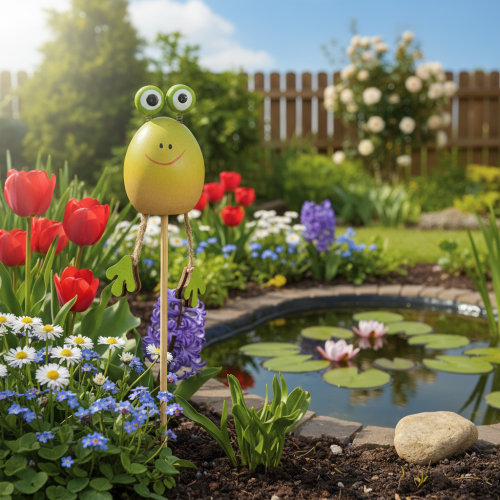 Artikel Frøhavepæle til dekoration af plantepotter om foråret eller sommeren, 34 cm, 6 stk.
