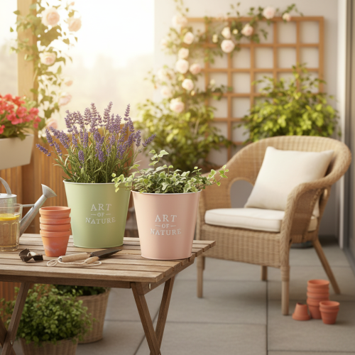 Art of Nature rund plantekasse, dekorativ og alsidig, til planter og arrangementer, 22 cm, 2 stk. | Floristik24.dk