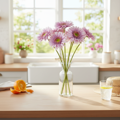 Kunstige Gerbera Haveblomster, Lilla, 47 cm, 6 stk. | Floristik24.dk