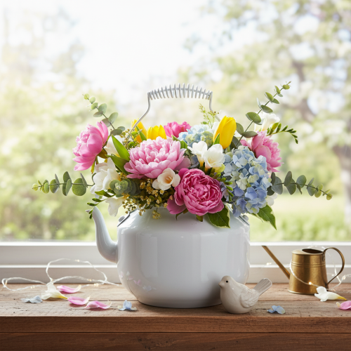 Dekorativ metalkande med vintage-look til blomsterarrangementer | Floristik24.dk