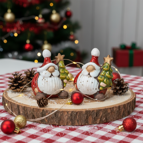 Julemandsfigur med juletræspynt, 7 cm, 2 stk. | Floristik24.dk