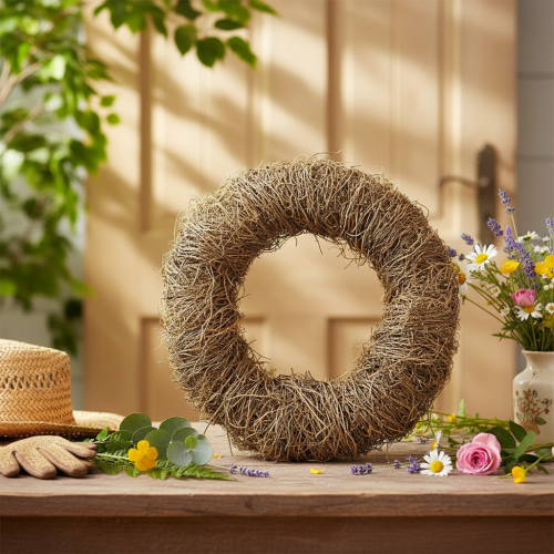 Krans af naturmateriale, naturlig dekorativ krans til gør-det-selv-projekter, 35 cm | Floristik24.dk