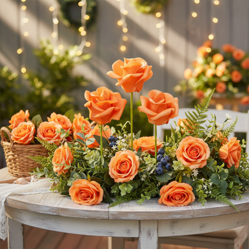 Kunstig orange rose, 5 cm blomst, enkelt, 100 stk. | Floristik24.dk