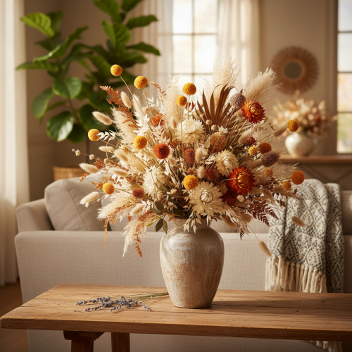 Craspedia tørrede blomsterbuket 55 cm 20 stk. | Floristik24.dk