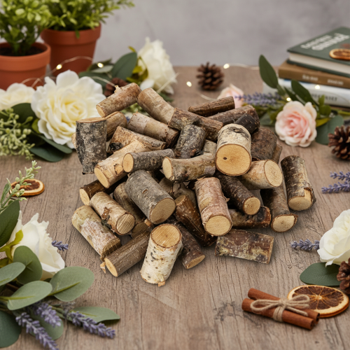 Dekorative birketræsstykker med bark til hobbybrug, 3 cm, 300 g | Floristik24.dk