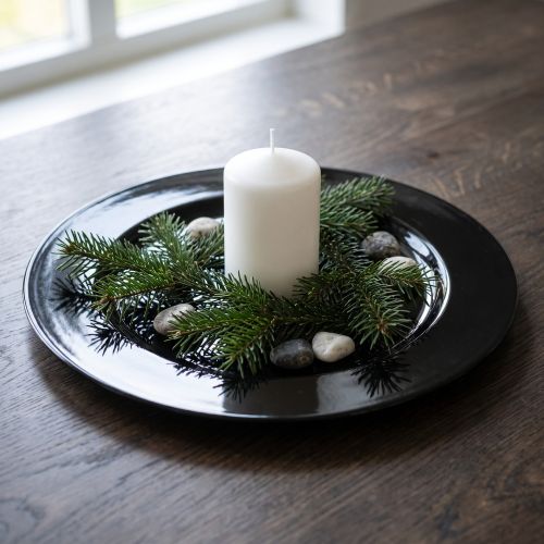 Dekorativ tallerken sort flad blank plast Ø28cm H2cm | Floristik24.dk