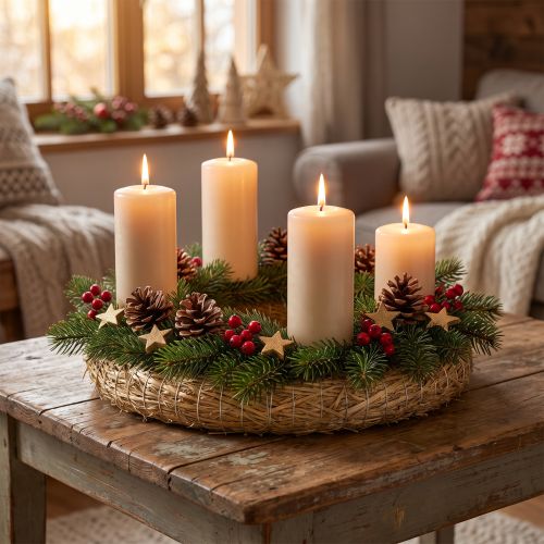 Stråkrans blank 30 cm 2-delt sæt til adventsdekoration DIY dørkrans 30/6 cm 2 stk. | Floristik24.dk