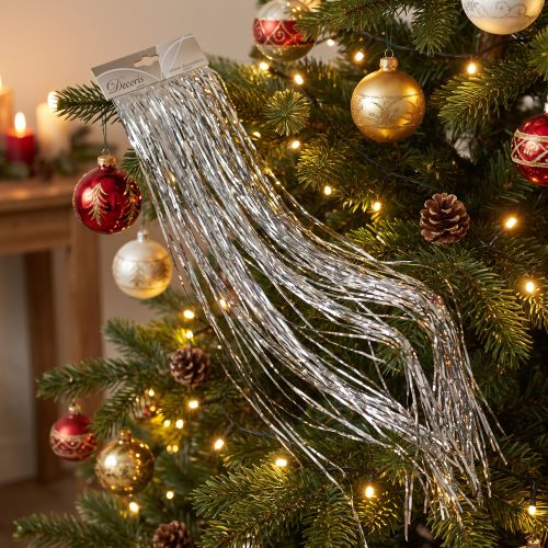 Glitter sølv juletræsdekoration festdekoration 50×40cm 2 stk | Floristik24.dk