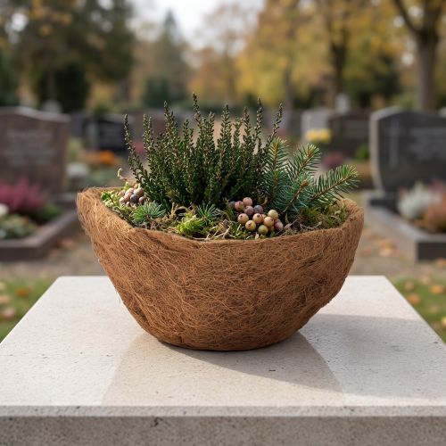 Artikel Blomsterskål rund, naturfiberskål, kokosplanteskål ca. 30 cm