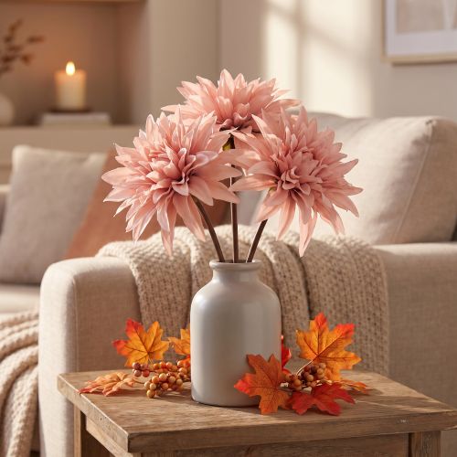 Artikel Dekorative blomster dahlia kunstig pink blomst Ø15cm L28cm 3 stk.