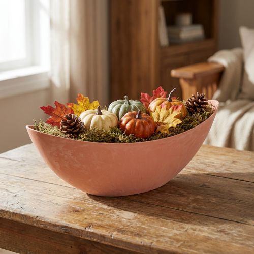 Skål Plast Lys Orange 39cm x 13cm H13cm | Floristik24.dk