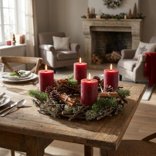 Dekorativ krans, dørkrans, naturlig krans, egemos, Ø30 cm, adventskrans, julekrans | Floristik24.dk