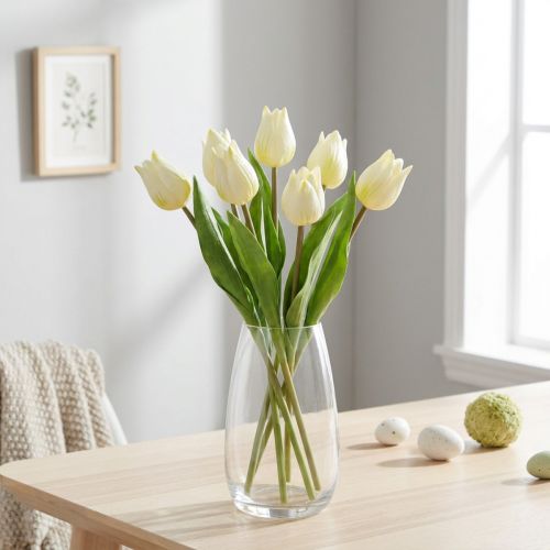 Artikel Dekorative Tulipaner Kunstige Blomster Hvid Creme 20cm 6 stk