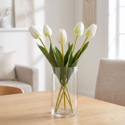 Artikel Dekorative kunstige tulipanblomster til stilfuld indretning, 40 cm, 5 stk.