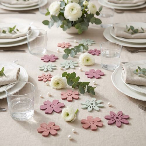 Scatter dekoration bord blomster træ hvid pink lilla 3,5cm 36stk | Floristik24.dk