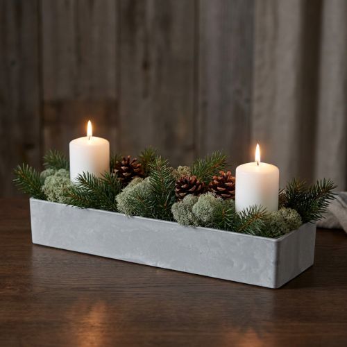 Dekorativ skål firkantet grå 32cm x 10,5cm H5cm | Floristik24.dk