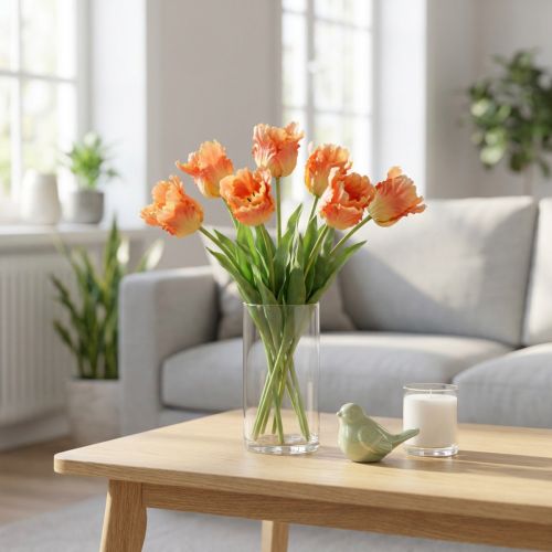 Kunstig blomst, papegøje tulipan orange, forårsblomst 63cm | Floristik24.dk