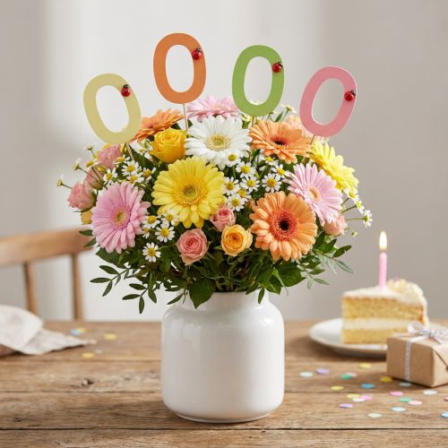 Artikel Nummerpropper fødselsdag 0 blomsterpropper træ 27,5cm 16 stk