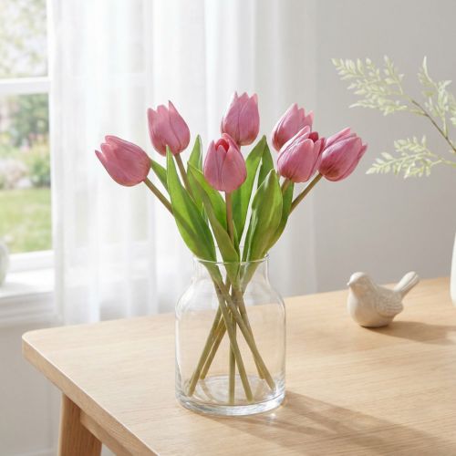 Blomsterdekoration Tulipaner Kunstige Blomster Lilla 20cm 6 Stk | Floristik24.dk