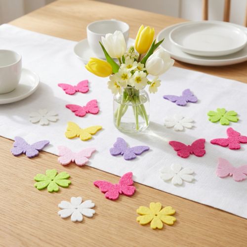 Artikel Scatter Dekoration Spring Sommerfugle Blomster 6 Farver 4cm 72 Stk