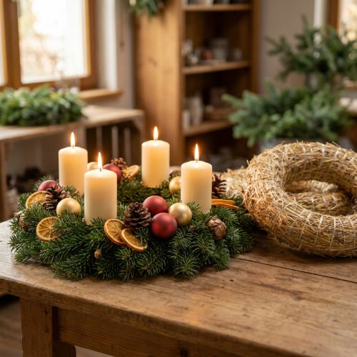 Stråkrans Ø35cm naturlig - dekorativ krans til hobby og advent, sæt med 5 | Floristik24.dk
