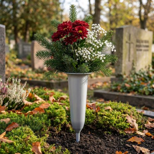 Gravvase sølv 28,5cm | Floristik24.dk