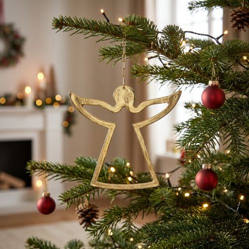 Metal vedhæng, dekorative engle, gylden advent dekoration 15 × 16,5 cm | Floristik24.dk