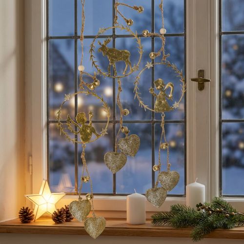 Deco bøjle vindue, metal krans advent, engel, rensdyr Ø9cm sæt med 3 | Floristik24.dk