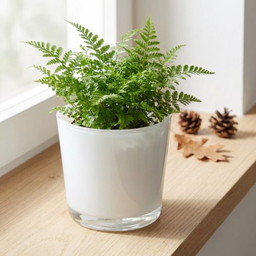 Glas plantekasse hvid Ø11,5cm H11cm | Floristik24.dk