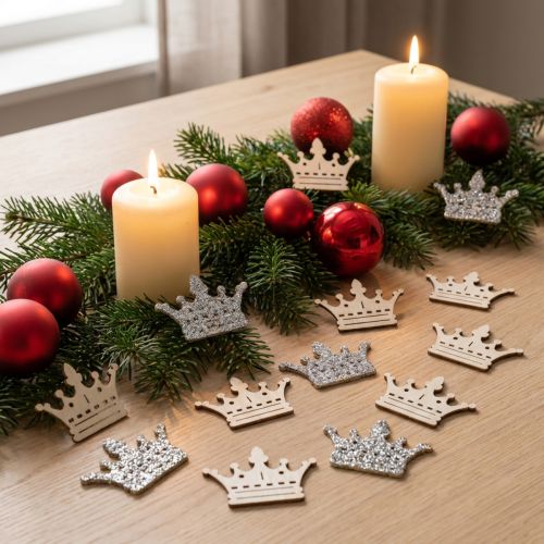 Scatter dekoration krone juletræ glitter B4cm 72 stk | Floristik24.dk