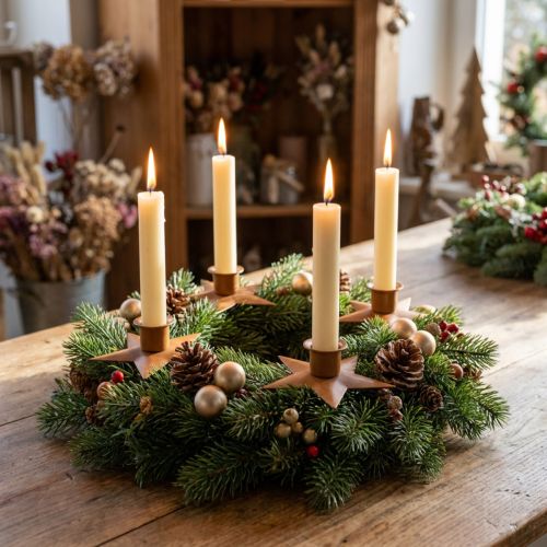 Lysestagelys adventsstjerne brun Ø9,5cm 4stk | Floristik24.dk