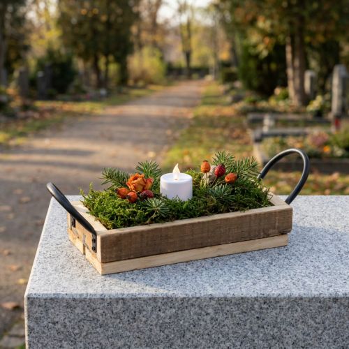 Træbakke med håndtag dekorativ bakke natursort 25×12,5×5cm | Floristik24.dk