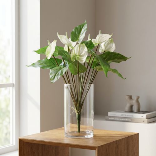 Kunstige blomster, flamingoblomst, kunstig anthurium hvid 36cm | Floristik24.dk