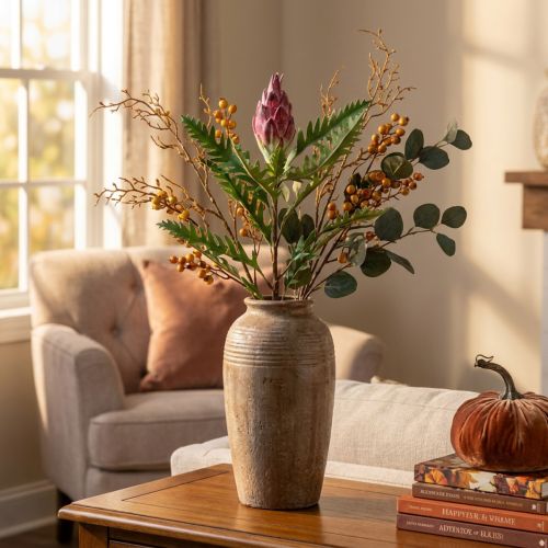Artiskok Artiskok Pink Kunstige Planter Deco Efterår H68cm | Floristik24.dk