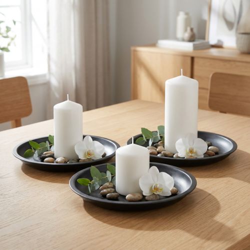 Dekorativ tallerken rund metal i sort Ø23cm H2,5cm 3 stk. | Floristik24.dk
