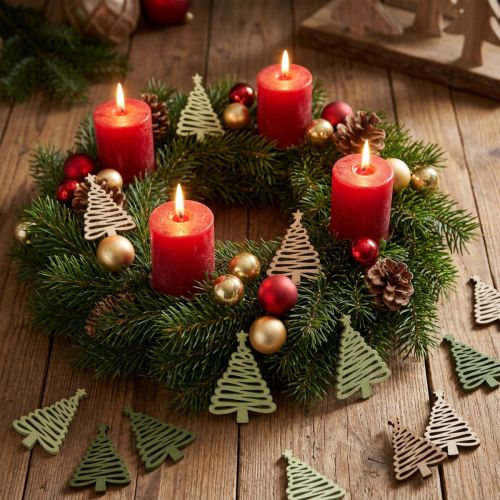 Scatter julegranstjerne grøn 3x4,5cm 72 stk | Floristik24.dk