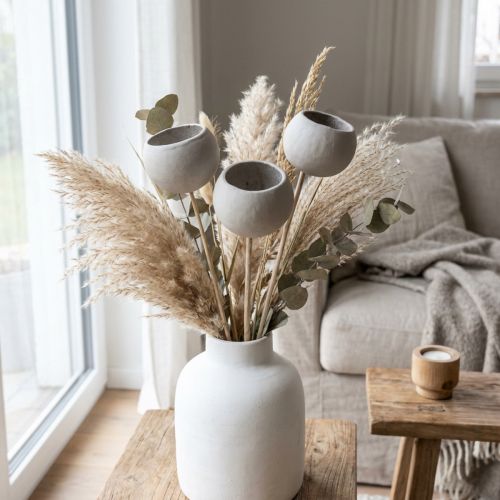 Artikel Tørrede blomster dekorative klokkekopper på stilk grå 37cm 3 stk
