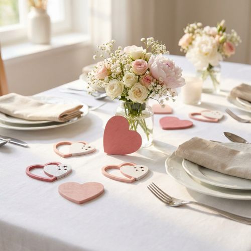 Artikel Scatter dekoration hjerter pink/hvid 24 stk
