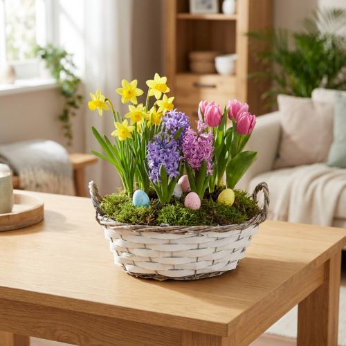 Plantekurv, dekorativ kurv, hvid med hanke, 25 cm | Floristik24.dk