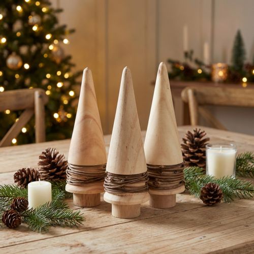 Mini juletræ træ dekoration naturlig bordpynt H13,5cm 3 stk | Floristik24.dk
