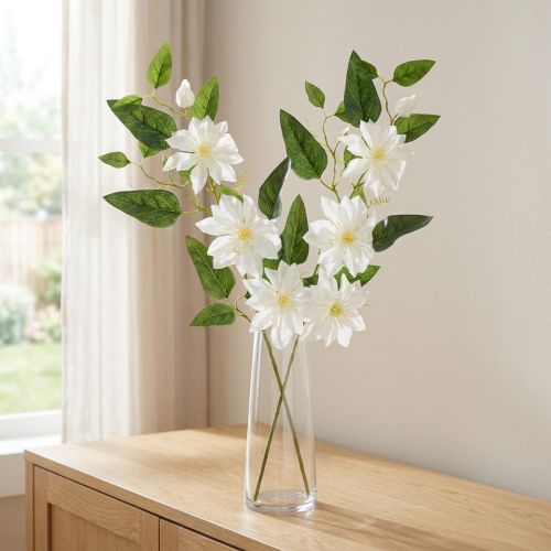 Artikel Kunstig klematisgren med blomster til elegant og vedligeholdelsesfri dekoration, 81 cm, 2 stk.