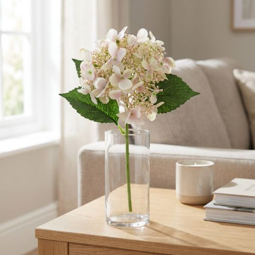 Hortensia kunstig cremehaveblomst med knopper 52cm | Floristik24.dk