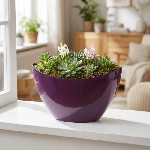 Plantebåd dekorativ skål lilla 20×9cm H12cm | Floristik24.dk