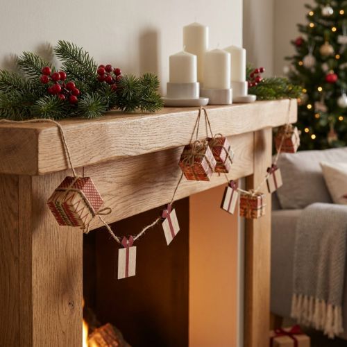 Garland Julegaver og Stjerner Rød Natur Grøn 100cm 2stk | Floristik24.dk