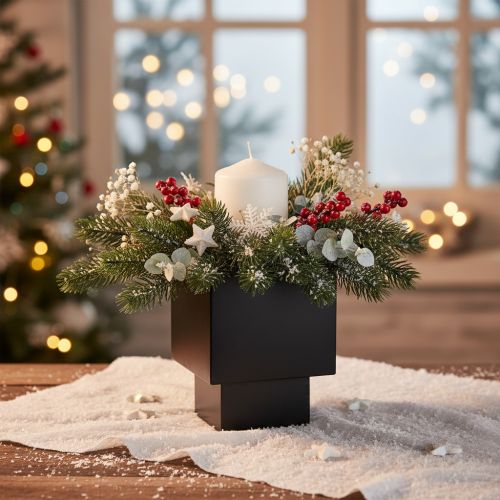 Sort kubeformet plantekasse med base, moderne, 22 cm | Floristik24.dk