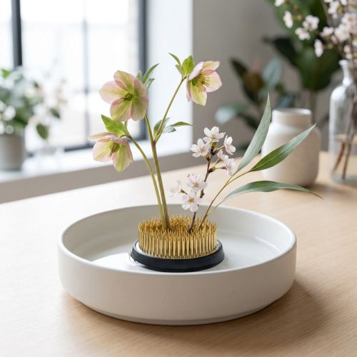 Pindsvin, Kenzan, Ikebana, sølv metal arrangement base, rund Ø5cm | Floristik24.dk