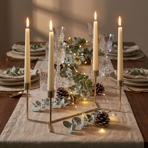 Lysestage til lysbakke champagne metal 37 × 17 × 18cm | Floristik24.dk