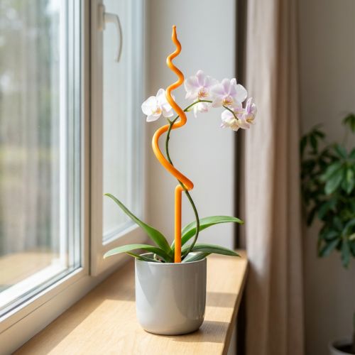 Orkidépæl, plastik, orange, klatrestøtte til orkideer, H64 cm | Floristik24.dk