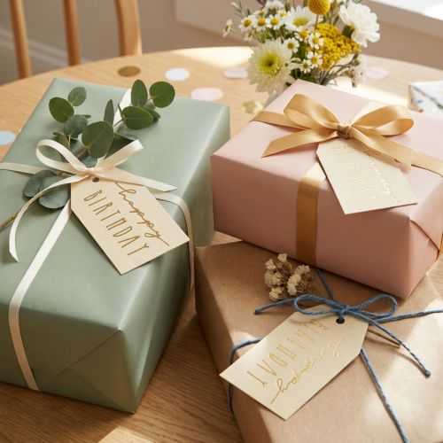 Gavemærker trykt papir Happy Birthday 4×7cm 24 stk | Floristik24.dk