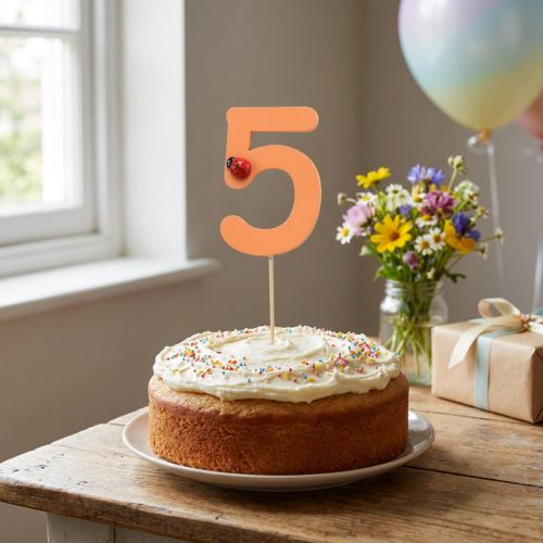 Nummerpropper fødselsdag 5 blomsterpropper træ 27,5cm 16 stk | Floristik24.dk